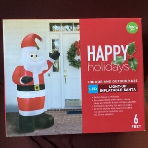 Christmas Happy Holidays LED Light-Up Inflatable Santa 6 ft New